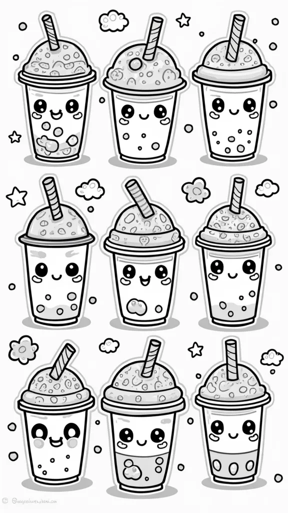 kawaii coloring pages boba